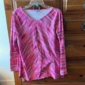 T by Talbots Women’s Pink And Purple Striped Tunic Size Large Preloved